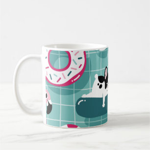 Dogs with pool floats, vintage pattern. coffee mug
