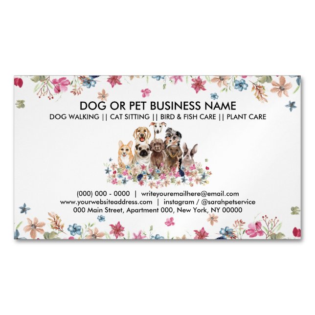 Dogsitter or pet boutique 	Magnetic business card (Front)