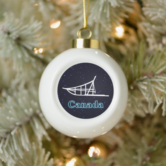 Dogsled Ceramic Ball Christmas Ornament (Tree)
