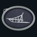 Dogsled Oval Belt Buckle<br><div class="desc">A white silhouette of a dogsled on a starfield background.</div>