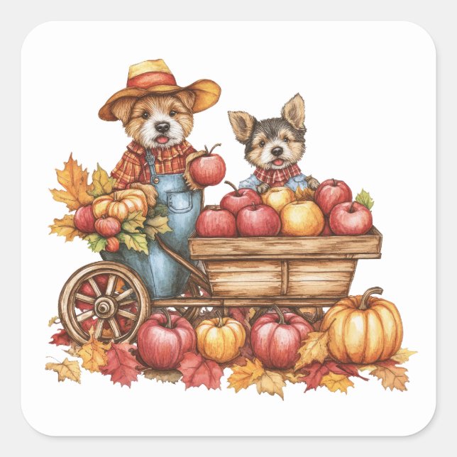 Dogs's Autumn Applecart Stickers (Front)