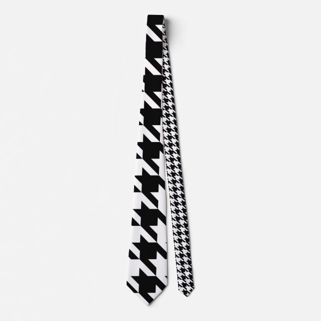 Dogtooth, Houndstooth pattern in Black&White Tie (Front)