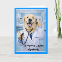 Dogtor Checking On You Get Well Card ST-3
