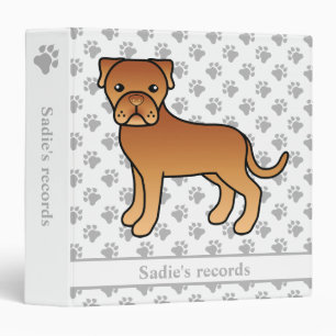 Dogue De Bordeaux Cute Cartoon Dog & Text Binder