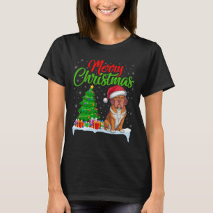 Dogue De Bordeaux Dog Christmas Tree Lights Xmas D T-Shirt
