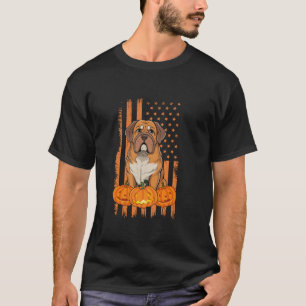 Dogue De Bordeaux Dog USA Flag Patriotic Halloween T-Shirt