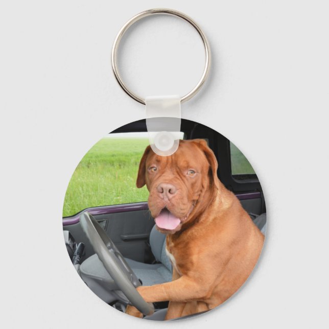 Dogue de Bordeaux driving Keychain (Front)