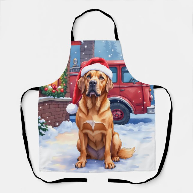 Dogue de Bordeaux Firefighter Station Santa Hat Apron (Front)