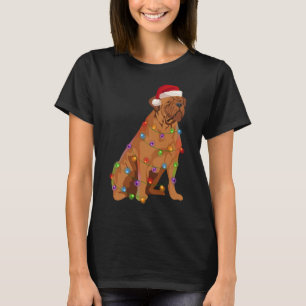 Dogue de Bordeaux French Mastiff Christmas Lights  T-Shirt