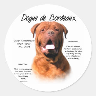 Dogue de Bordeaux History Design Classic Round Sticker