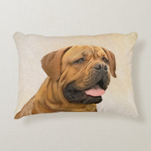 Dogue de Bordeaux Painting - Cute Original Dog Art Accent Pillow