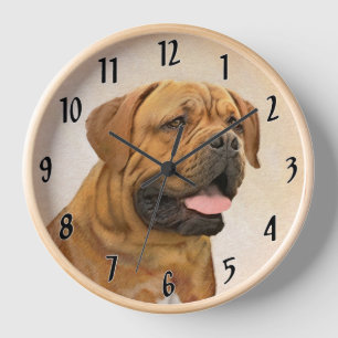 Dogue de Bordeaux Painting - Cute Original Dog Art Clock