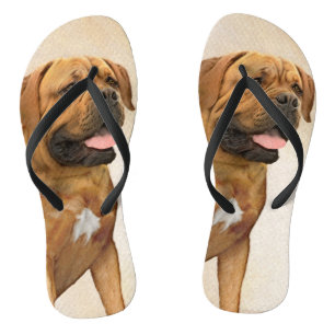 Dogue de Bordeaux Painting - Cute Original Dog Art Flip Flops