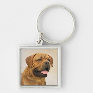 Dogue de Bordeaux Painting - Cute Original Dog Art Keychain