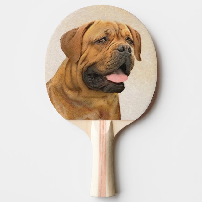 Dogue de Bordeaux Painting - Cute Original Dog Art Ping Pong Paddle (Front)