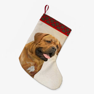 Dogue de Bordeaux Painting - Cute Original Dog Art Small Christmas Stocking