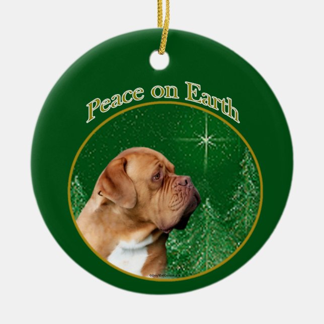 Dogue de Bordeaux Peace Ceramic Ornament (Front)