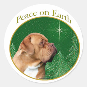 Dogue de Bordeaux Peace Classic Round Sticker