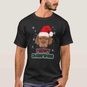 Dogue De Bordeaux Santa Hat Merry Christmas Funny T-Shirt