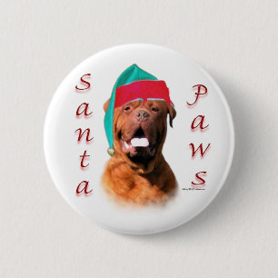 Dogue de Bordeaux Santa Paws 2 Inch Round Button