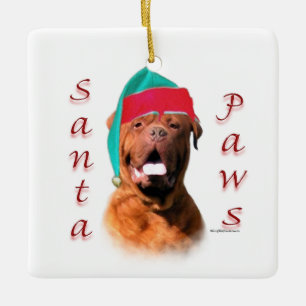 Dogue de Bordeaux Santa Paws Ceramic Ornament