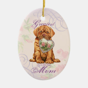 Dogue Heart Mom Ceramic Ornament