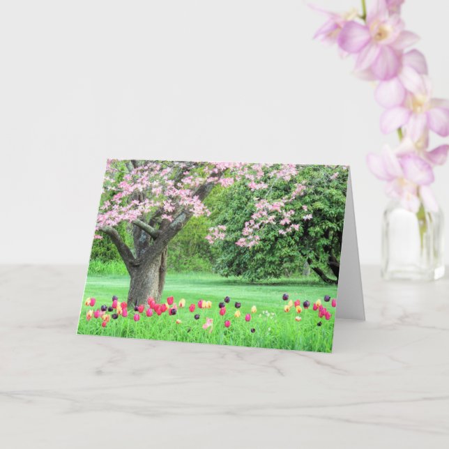 Dogwood and tulips card (Orchid)