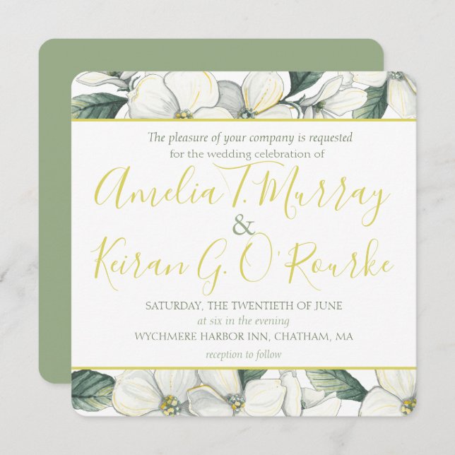 Dogwood Blossom Wedding Invitation (Front/Back)