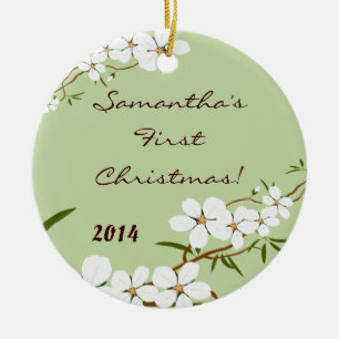 Dogwood Flower Floral Personalized Name Ornament