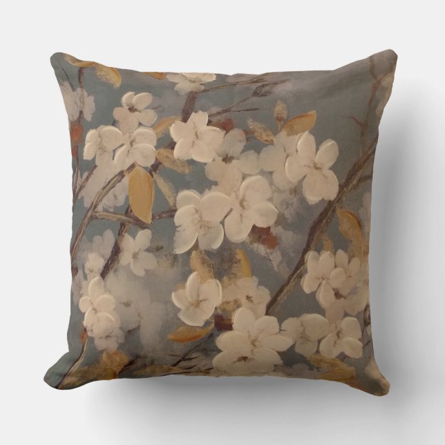 Dogwood Flower Painting Throw Pillow (Front)