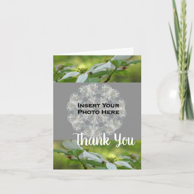 Dogwood Flower Personalized Wedding Photo  Thank You Card (Front)