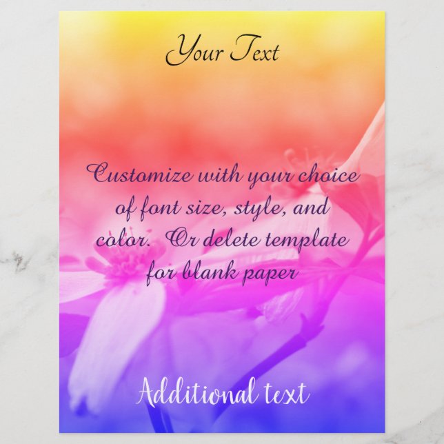 Dogwood Flower Rainbow Colours     Letterhead (Front)
