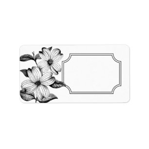 Dogwood Flowers Address Label in B&W - No Text