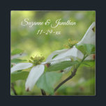 Dogwood Flowers Personalized Wedding Magnet<br><div class="desc">Lovely pair of spring time white wild dogwood blossoms flower photography by Susan wedding favour refrigerator magnet. Fill in your information in the template. Make more changes to text and font size, style, and colour by clicking on Customize. This design is available on many products in my gallery. Please visit...</div>