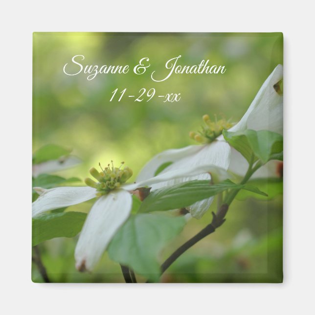 Dogwood Flowers Personalized Wedding Magnet (Front)