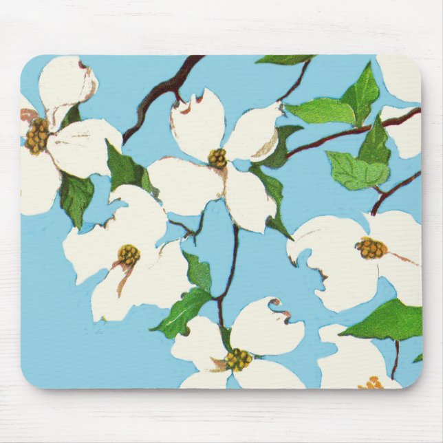 dogwood flowers print mouse pad (Front)