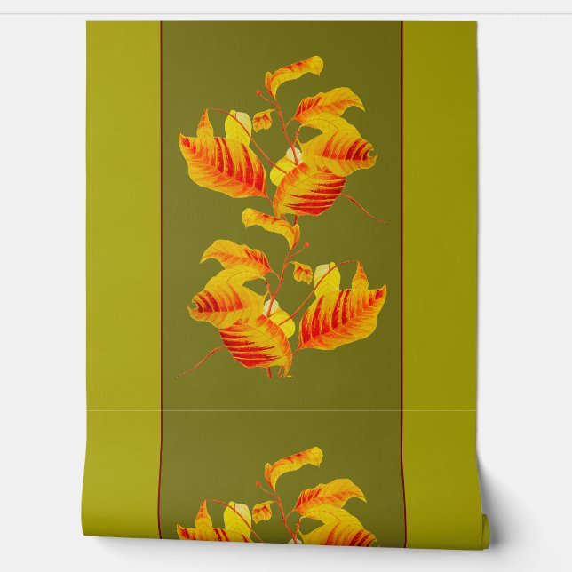 Dogwood Leaves on a Wallpaper (Unrolling)