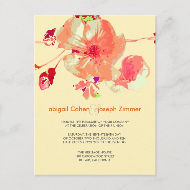Dogwood/rose/pêche/mariage Invitations cartes post (Devant)