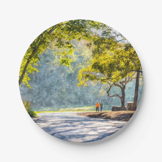 Dogwood Stroll Painterly Paper Plate (Front)