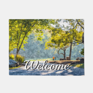 Dogwood Stroll Painterly Welcome Doormat