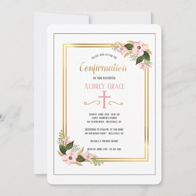 Dogwood Swag Religious Invitation (Front)