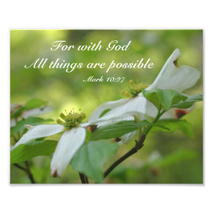 Dogwood With God Bible Quote Inspirational 8x10 Photo Print