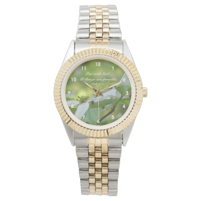 Dogwood With God Bible Quote Inspirational  Watch (Front)