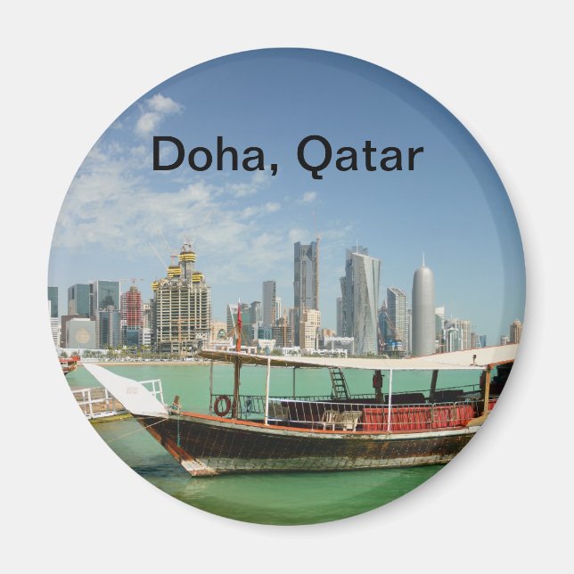 Doha 2011 dhow and skyline magnet (Front)