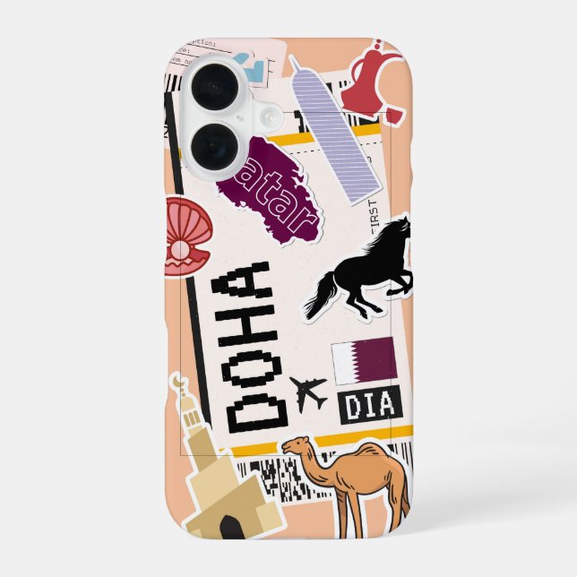 Doha Qatar Boarding Pass iPhone 16 Case (Back)