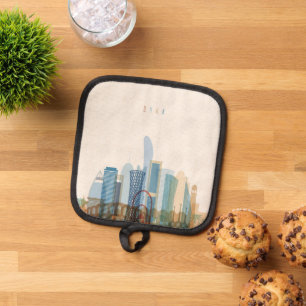 Doha, Qatar City Skyline Pot Holder