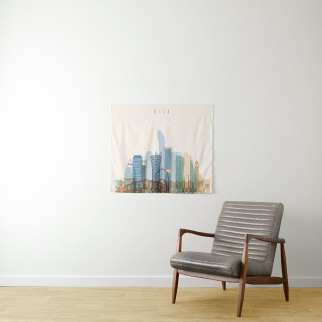 Doha, Qatar | City Skyline Tapestry (In Situ (Horizontal))