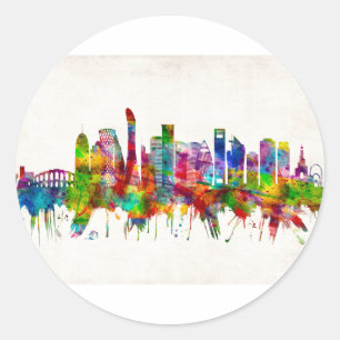 Doha Qatar Skyline Classic Round Sticker