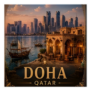 🧲 Doha Qatar Vacation Keepsake For Travelers 🧲 Poster