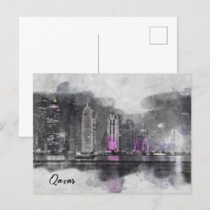 Doha, Qatar Watercolor Postcard – Middle East